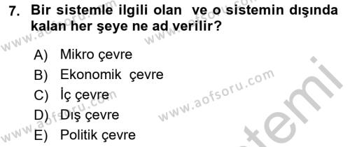 Otel Yönetimi Dersi 2018 - 2019 Yılı Yaz Okulu Sınavı 7. Soru