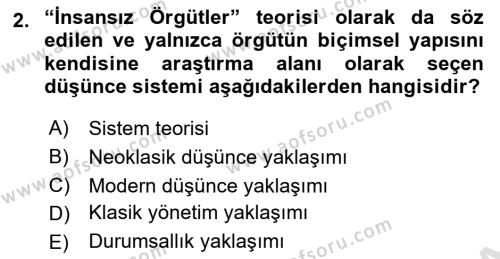 Otel Yönetimi Dersi 2021 - 2022 Yılı (Final) Dönem Sonu Sınavı 2. Soru