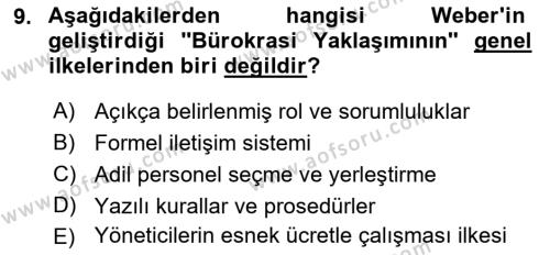 Otel Yönetimi Dersi 2021 - 2022 Yılı Yaz Okulu Sınavı 9. Soru