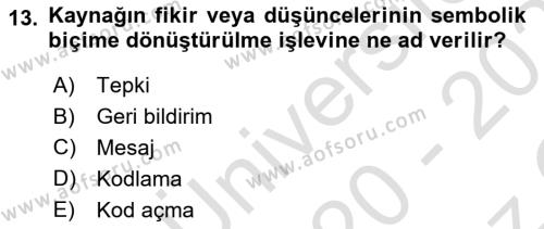 Destinasyon Yönetimi Dersi 2020 - 2021 Yılı Yaz Okulu Sınavı 13. Soru