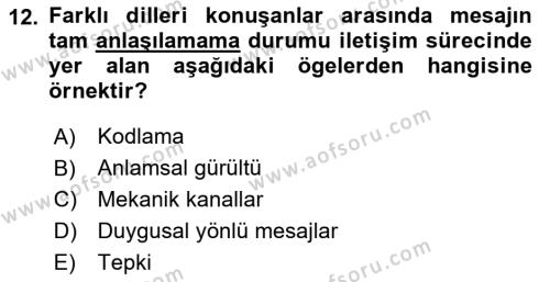 Destinasyon Yönetimi Dersi 2021 - 2022 Yılı (Final) Dönem Sonu Sınavı 12. Soru