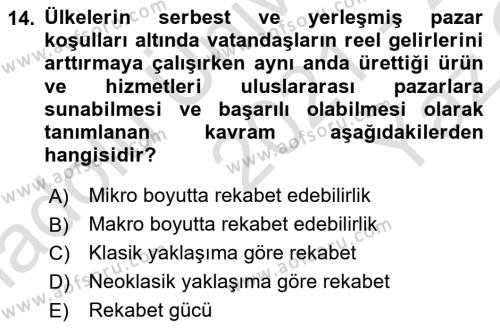 Destinasyon Yönetimi Dersi 2021 - 2022 Yılı Yaz Okulu Sınavı 14. Soru