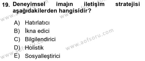 Destinasyon Yönetimi Dersi 2021 - 2022 Yılı Yaz Okulu Sınavı 19. Soru