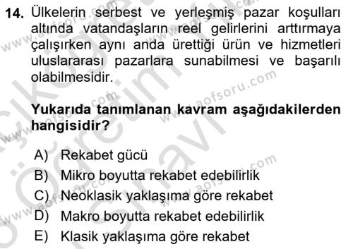 Destinasyon Yönetimi Dersi 2022 - 2023 Yılı Yaz Okulu Sınavı 14. Soru