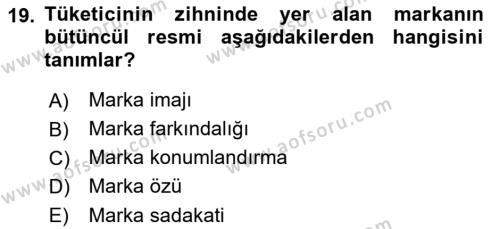 Destinasyon Yönetimi Dersi 2022 - 2023 Yılı Yaz Okulu Sınavı 19. Soru