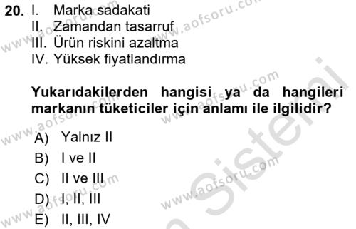 Destinasyon Yönetimi Dersi 2022 - 2023 Yılı Yaz Okulu Sınavı 20. Soru