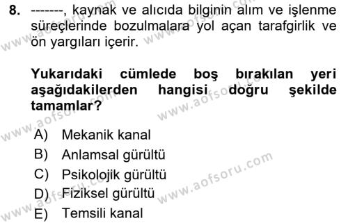 Destinasyon Yönetimi Dersi 2023 - 2024 Yılı (Final) Dönem Sonu Sınavı 8. Soru