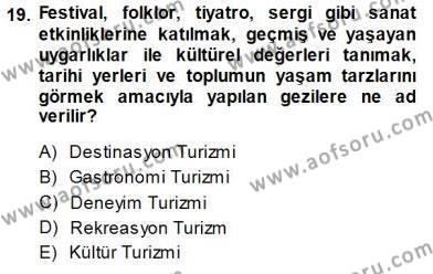 Turistik Alanlarda Mekan Tasarımı Dersi 2013 - 2014 Yılı (Final) Dönem Sonu Sınavı 19. Soru