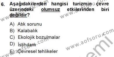 Turistik Alanlarda Mekan Tasarımı Dersi 2014 - 2015 Yılı (Vize) Ara Sınavı 6. Soru