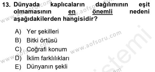 Termal ve Spa Hizmetleri Dersi 2017 - 2018 Yılı (Vize) Ara Sınavı 13. Soru