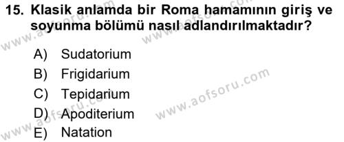 Termal ve Spa Hizmetleri Dersi 2023 - 2024 Yılı (Vize) Ara Sınavı 15. Soru