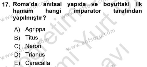 Termal ve Spa Hizmetleri Dersi 2023 - 2024 Yılı (Vize) Ara Sınavı 17. Soru