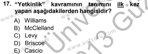 Performans ve Kariyer Yönetimi Dersi 2012 - 2013 Yılı (Vize) Ara Sınavı 17. Soru