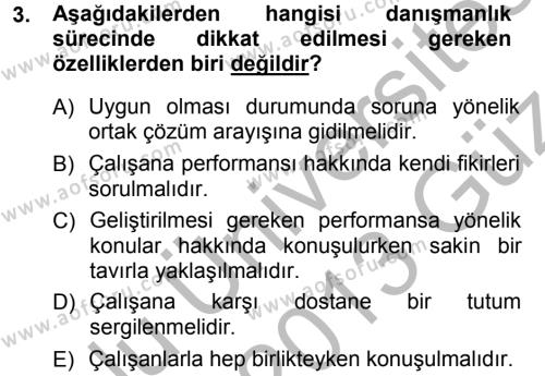 Performans ve Kariyer Yönetimi Dersi 2012 - 2013 Yılı (Vize) Ara Sınavı 3. Soru