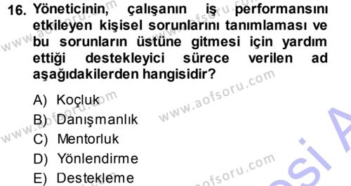 Performans ve Kariyer Yönetimi Dersi 2013 - 2014 Yılı (Vize) Ara Sınavı 16. Soru