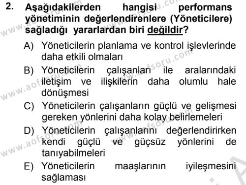Performans ve Kariyer Yönetimi Dersi 2013 - 2014 Yılı Tek Ders Sınavı 2. Soru