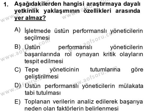 Performans ve Kariyer Yönetimi Dersi 2014 - 2015 Yılı (Vize) Ara Sınavı 1. Soru