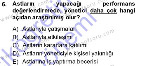 Performans ve Kariyer Yönetimi Dersi 2014 - 2015 Yılı (Vize) Ara Sınavı 6. Soru