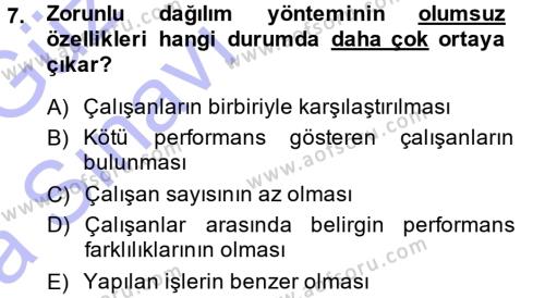 Performans ve Kariyer Yönetimi Dersi 2014 - 2015 Yılı (Vize) Ara Sınavı 7. Soru