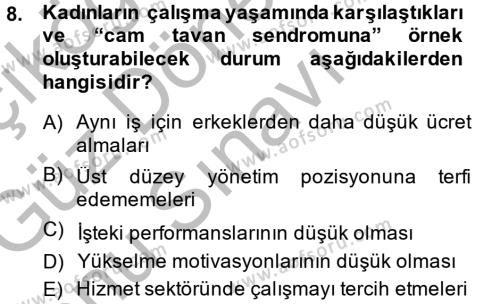 Performans ve Kariyer Yönetimi Dersi 2014 - 2015 Yılı (Final) Dönem Sonu Sınavı 8. Soru