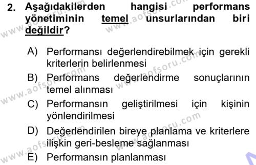 Performans ve Kariyer Yönetimi Dersi 2015 - 2016 Yılı (Vize) Ara Sınavı 2. Soru