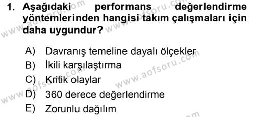 Performans ve Kariyer Yönetimi Dersi 2015 - 2016 Yılı (Final) Dönem Sonu Sınavı 1. Soru