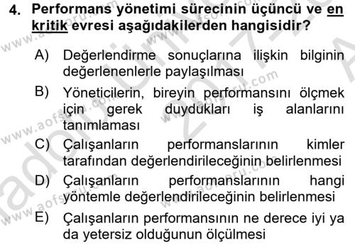 Performans ve Kariyer Yönetimi Dersi 2017 - 2018 Yılı (Vize) Ara Sınavı 4. Soru