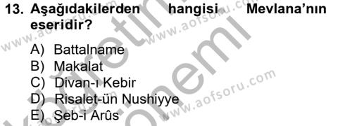 Kültür Tarihi Dersi 2012 - 2013 Yılı (Vize) Ara Sınavı 13. Soru