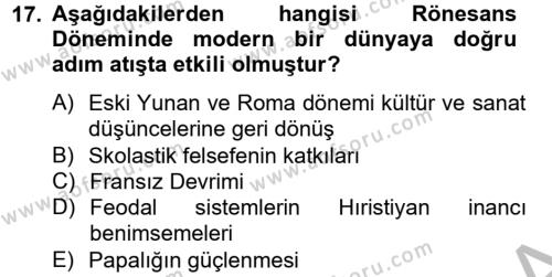 Kültür Tarihi Dersi 2012 - 2013 Yılı (Vize) Ara Sınavı 17. Soru