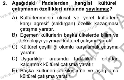 Kültür Tarihi Dersi 2012 - 2013 Yılı (Vize) Ara Sınavı 2. Soru