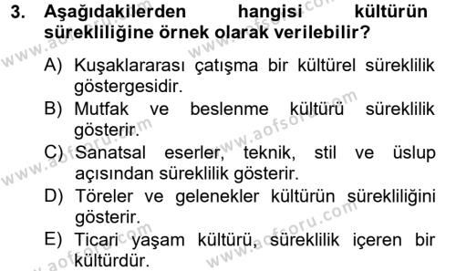 Kültür Tarihi Dersi 2012 - 2013 Yılı (Vize) Ara Sınavı 3. Soru