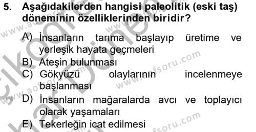 Kültür Tarihi Dersi 2012 - 2013 Yılı (Vize) Ara Sınavı 5. Soru