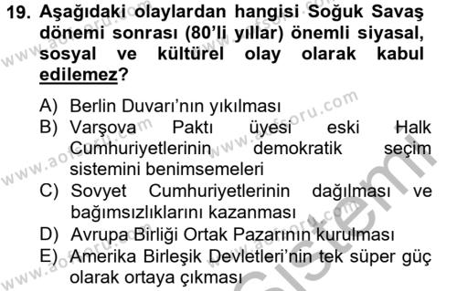 Kültür Tarihi Dersi 2012 - 2013 Yılı (Final) Dönem Sonu Sınavı 19. Soru