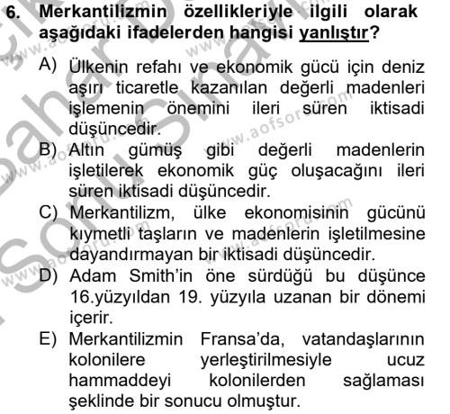 Kültür Tarihi Dersi 2012 - 2013 Yılı (Final) Dönem Sonu Sınavı 6. Soru