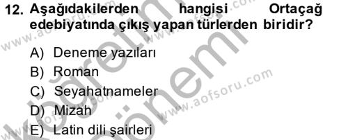 Kültür Tarihi Dersi 2013 - 2014 Yılı (Vize) Ara Sınavı 12. Soru