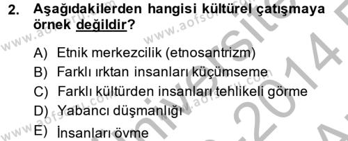 Kültür Tarihi Dersi 2013 - 2014 Yılı (Vize) Ara Sınavı 2. Soru