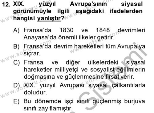 Kültür Tarihi Dersi 2013 - 2014 Yılı (Final) Dönem Sonu Sınavı 12. Soru