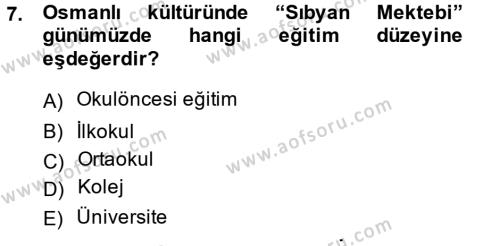 Kültür Tarihi Dersi 2013 - 2014 Yılı (Final) Dönem Sonu Sınavı 7. Soru