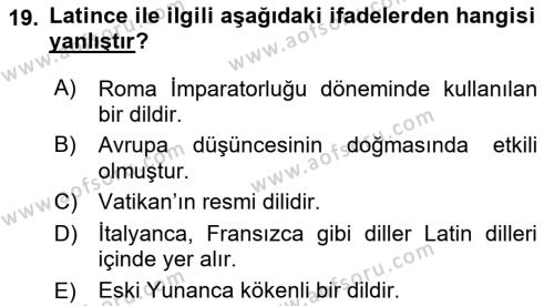 Kültür Tarihi Dersi 2020 - 2021 Yılı Yaz Okulu Sınavı 19. Soru