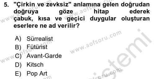 Kültür Tarihi Dersi 2020 - 2021 Yılı Yaz Okulu Sınavı 5. Soru