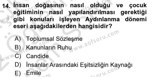 Kültür Tarihi Dersi 2021 - 2022 Yılı (Final) Dönem Sonu Sınavı 14. Soru