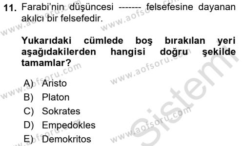 Kültür Tarihi Dersi 2022 - 2023 Yılı Yaz Okulu Sınavı 11. Soru