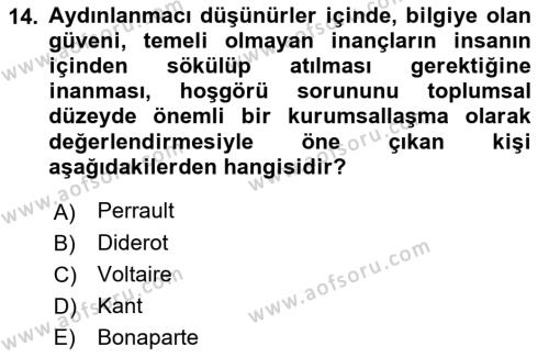 Kültür Tarihi Dersi 2022 - 2023 Yılı Yaz Okulu Sınavı 14. Soru