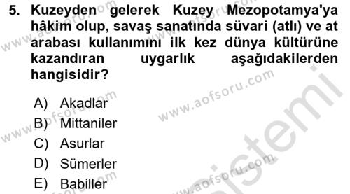 Kültür Tarihi Dersi 2023 - 2024 Yılı (Vize) Ara Sınavı 5. Soru