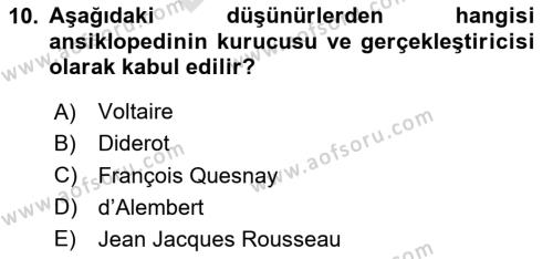 Kültür Tarihi Dersi 2023 - 2024 Yılı (Final) Dönem Sonu Sınavı 10. Soru