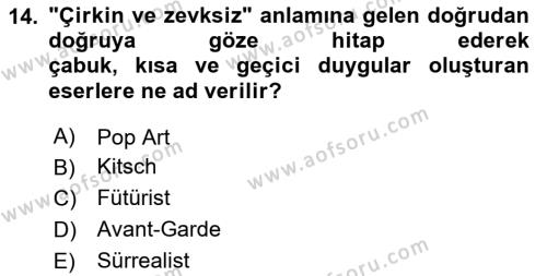 Kültür Tarihi Dersi 2023 - 2024 Yılı (Final) Dönem Sonu Sınavı 14. Soru