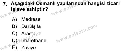 Kültür Tarihi Dersi 2023 - 2024 Yılı (Final) Dönem Sonu Sınavı 7. Soru