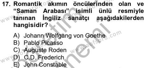 Görsel Kültür Dersi 2012 - 2013 Yılı (Vize) Ara Sınavı 17. Soru