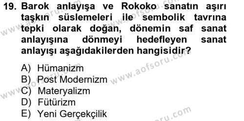 Görsel Kültür Dersi 2012 - 2013 Yılı (Vize) Ara Sınavı 19. Soru