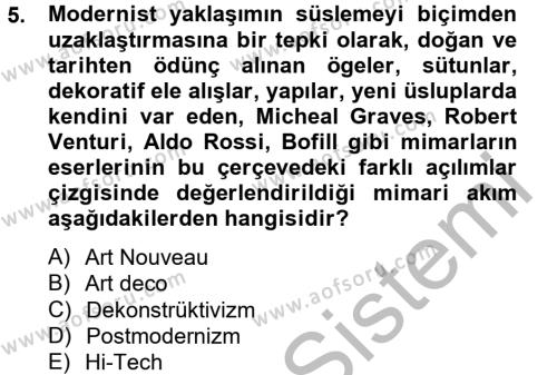 Görsel Kültür Dersi 2012 - 2013 Yılı (Vize) Ara Sınavı 5. Soru